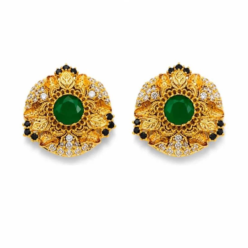 Antique Gold Emerald Pendant Set - View 2