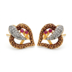 Text: antique gold plated meenakari paisley pendant set with earrings