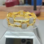 Square Zircon Gold Plated Bangles Set in 925 Sterling Silver with High Quality White Zircon - View 2