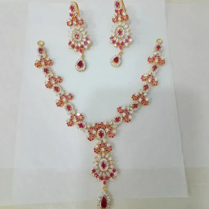 Dainty Ruby Marquise Zircon Bridal Set in 925 Sterling Silver