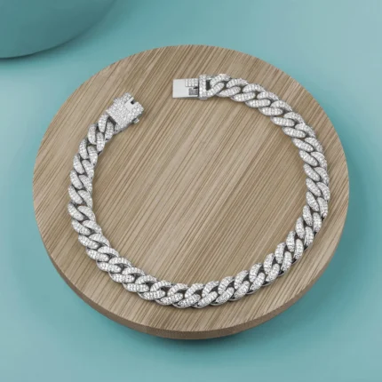 Diamond-Look Hip Hop Bracelet 925 Sterling Silver Deep Rhodium Plated High Quality White Zircon