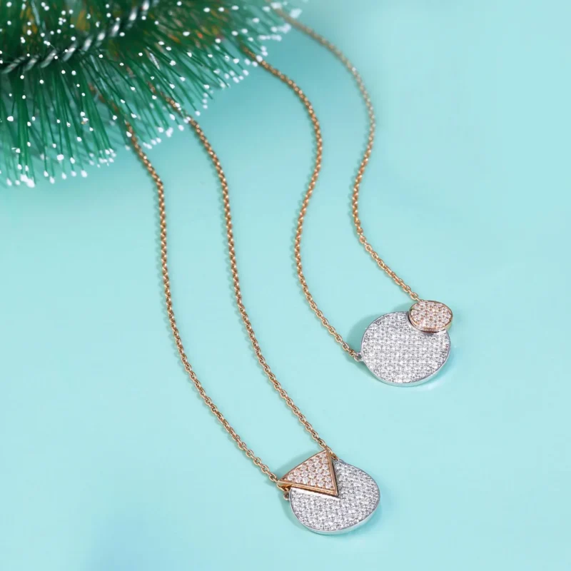 Elegant Dual-Tone Circle Pendant in 925 Sterling Silver with Gold Plated and Deep Rhodium Plated finishes