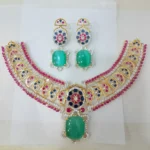 Enchanted Emerald Cabochon Bridal Set in 925 Sterling Silver Gold Plated