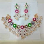 Floral Garden Multicolor Zircon Bridal Set in 925 Sterling Silver Deep Rhodium Plated