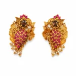 Ruby grape leaf gold plated locket set 925 Sterling Silver - View 2