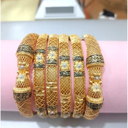Traditional Gold Plated Bangles Set on 925 Sterling Silver - Bangles category
