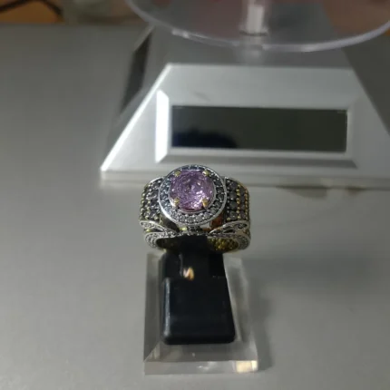 Lavender Crown Halo Ring in 925 Sterling Silver Gold Plated - lavender crown halo ring