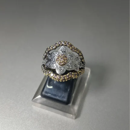 Le Vian white gold flower ring 925 Sterling Silver Deep Rhodium Plated chocolate stone high quality white zircon