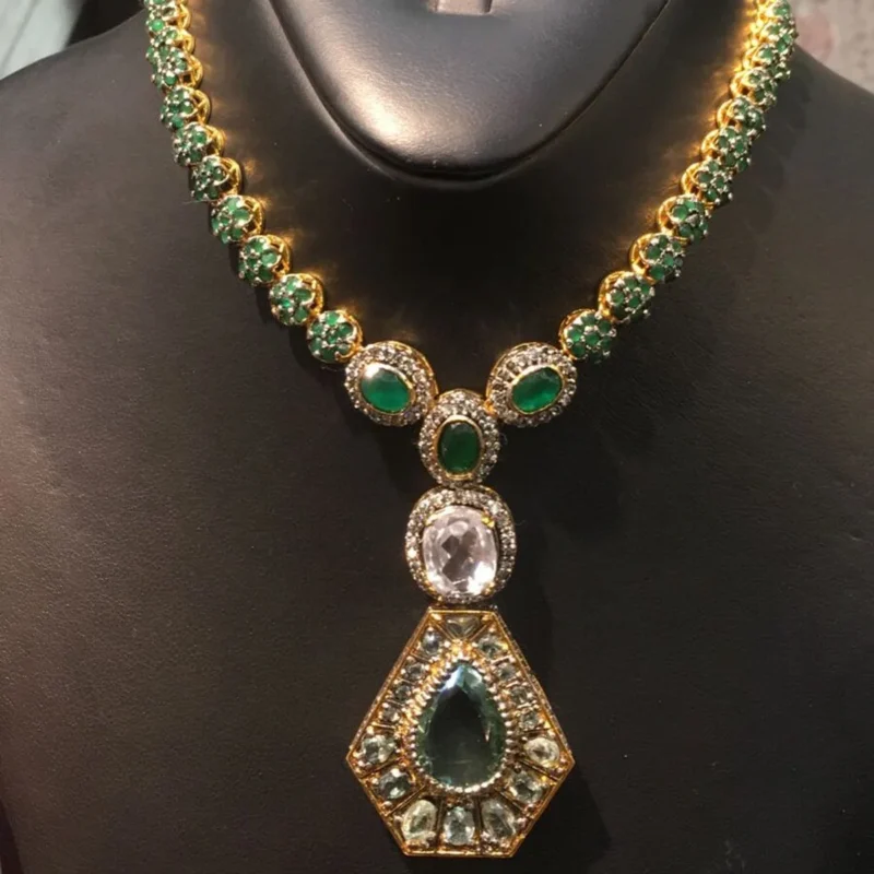 925 silver emerald pendant necklace