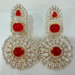 Maharani ruby zircon bridal set in 925 Sterling Silver with Gold Plated finish - View 2