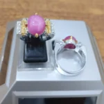 Natural Star Ruby Ring 925 Sterling Silver Deep Rhodium Plated - View 3