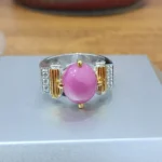 Natural Star Ruby Ring 925 Sterling Silver Deep Rhodium Plated
