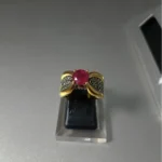 Pave ruby ring 925 silver with ruby and high quality white zircon, deep rhodium plated - View 2