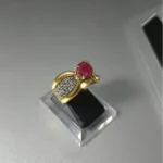 Pave ruby ring 925 silver with ruby and high quality white zircon, deep rhodium plated - View 3