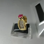 Pave ruby ring 925 silver with ruby and high quality white zircon, deep rhodium plated