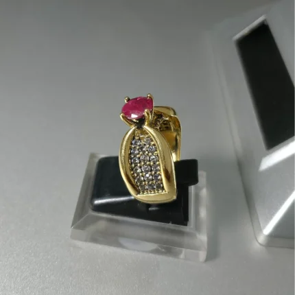 Pave ruby ring 925 silver with ruby and high quality white zircon, deep rhodium plated