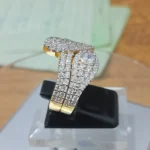 Regal Two-Tone Lattice Statement Ring 925 Sterling Silver Gold Plated - View 2