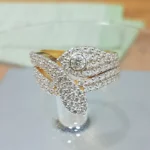 Regal Two-Tone Lattice Statement Ring 925 Sterling Silver Gold Plated