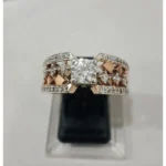 two-tone lattice statement ring 925 Sterling Silver Gold Plated