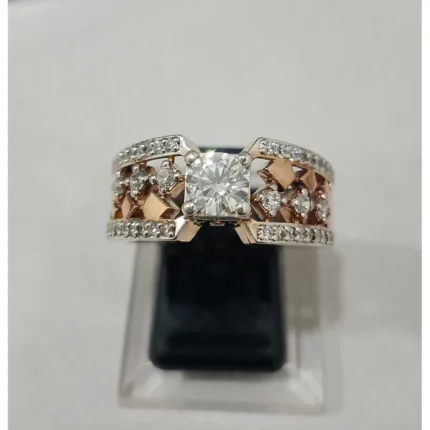 two-tone lattice statement ring 925 Sterling Silver Gold Plated