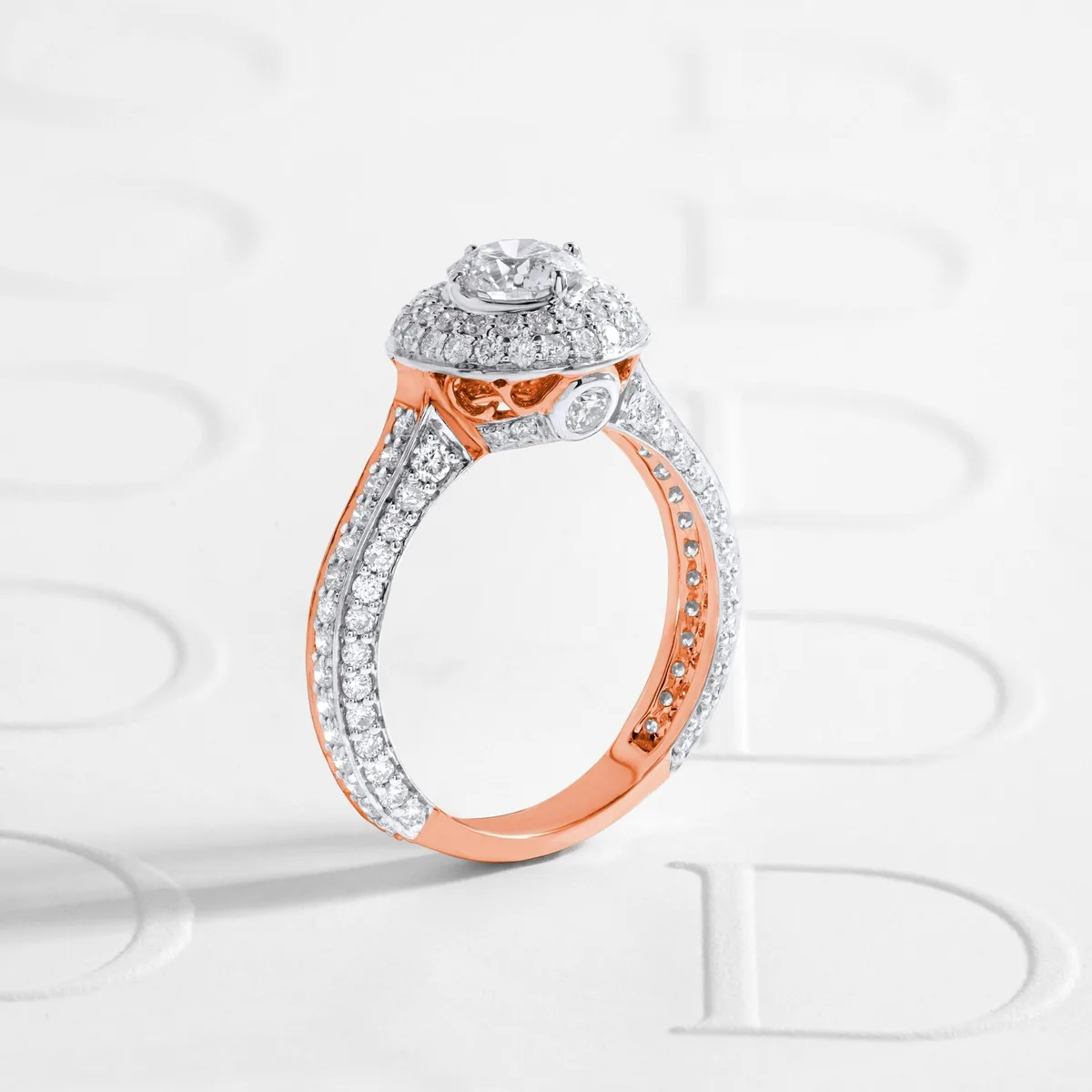 Rose Gold Silver925 Engagement Ring - Zuha Jewellery Rose Gold & Silver925 engagement ring in 925 Sterling Silver with rose gold and rhodium plating