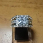 Princess Cut 925 Silver Ring in 925 Sterling Silver with High Quality White Zircon and Deep Rhodium Plating