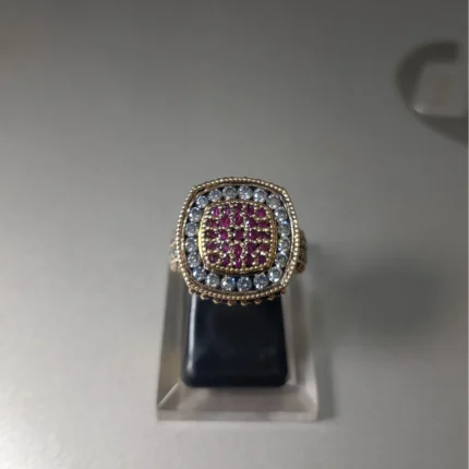 ruby cluster rings 925 Sterling Silver vintage halo daisy