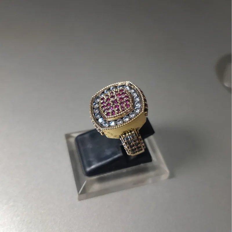 ruby cluster ring 925 sterling silver vintage halo daisy SKU ZJ-RNG-18027