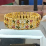 Ruby Emerald Gold Plated Bangles set in 925 Sterling Silver - View 2