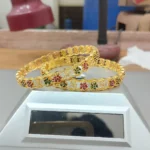 Ruby Emerald Gold Plated Bangles set in 925 Sterling Silver - View 3