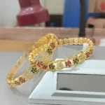 Ruby Emerald Gold Plated Bangles set in 925 Sterling Silver