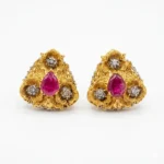 gold plated ruby locket set 925 sterling silver floral antique - View 2