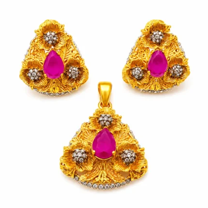 gold plated ruby locket set 925 sterling silver floral antique