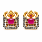 antique gold plated ruby pendant set with matching earrings