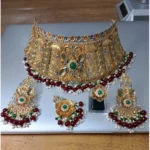 silver bridal jewellery set with emerald ruby pearls gold plated 925 sterling silver