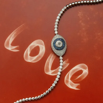 925 sterling silver bracelet with blue stones and high quality white zircon
