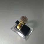 Brown and White Diamond Halo Ring in 925 Sterling Silver deep rhodium plated - View 2