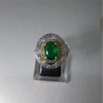 The Aura Green Emerald Ring in 925 Sterling Silver with emerald centre