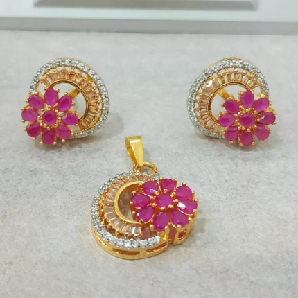 lunar bloom pendant set 925 Sterling Silver Deep Rhodium Plated SKU ZJ-PS-18357