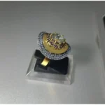 two-tone gold ruby ring in 925 Sterling Silver with High Quality White Zircon and ruby - View 3