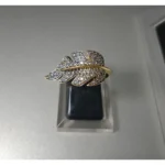 gold leaf wrap ring 925 sterling silver yellow gold plated high quality white zircon - View 2