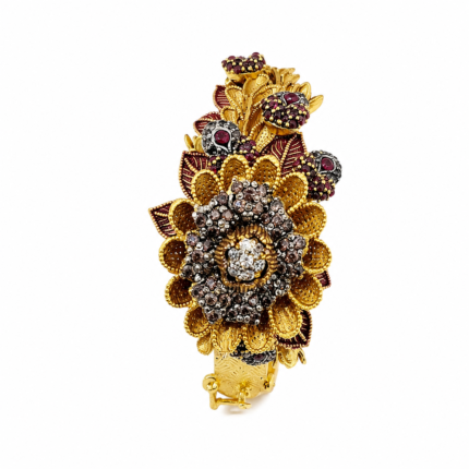 925 silver bracelet in Pakistan – Gold Plated Antique Floral Bracelet russian coffee, white high – additional image 2