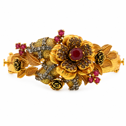 925 silver bracelet in Pakistan – Gold Plated / Antique Color Antique Multicolor Floral Bracelet Multicolor