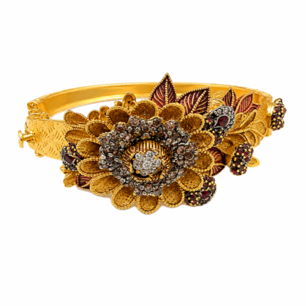 925 silver bracelet in Pakistan – Gold Plated Antique Floral Bracelet russian coffee, white high quality zircon