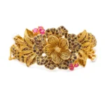 Layered Floral Statement Bracelet – 925 Sterling Silver – Gold Plated