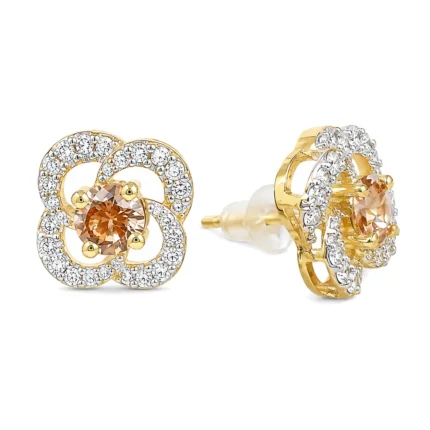 Floral Knot Pendant Set – Gold and White High Quality zircon – additional image 2