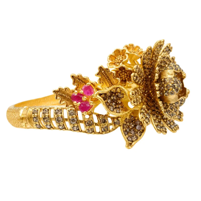 Floral-Inspired Statement Bracelet &ndash; Brown and Gold High Quality Zircon &ndash; additional image 2