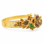 Green Coffee Floral Pearl Statement – Gold and Green Pearl, High Quality Zircon – additional image 2