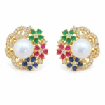 Multicolour Floral Pearl – Gold and Green Pearl, High Quality Zircon – additional image 2