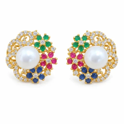 Multicolour Floral Pearl – Gold and Green Pearl, High Quality Zircon – additional image 2